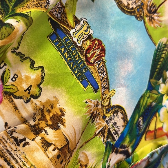 Vintage Y2k Collared Blue Tropical Button Front Sleeveless Dress Womens Medium - Picture 10 of 11